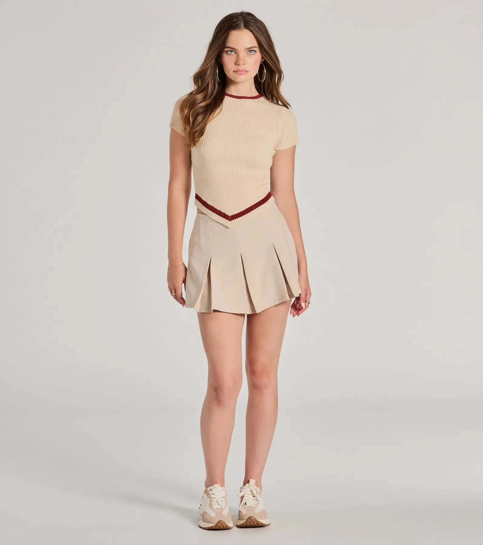 Preppy Charm Short Sleeve Striped Crop Top