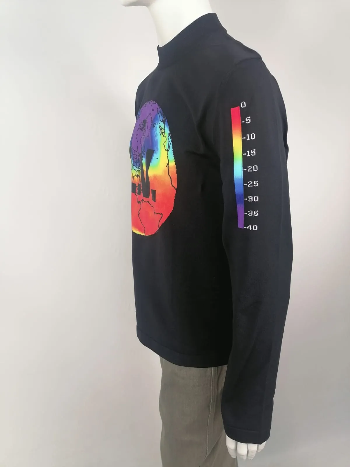 Printed Intarsia Globe Mock Neck