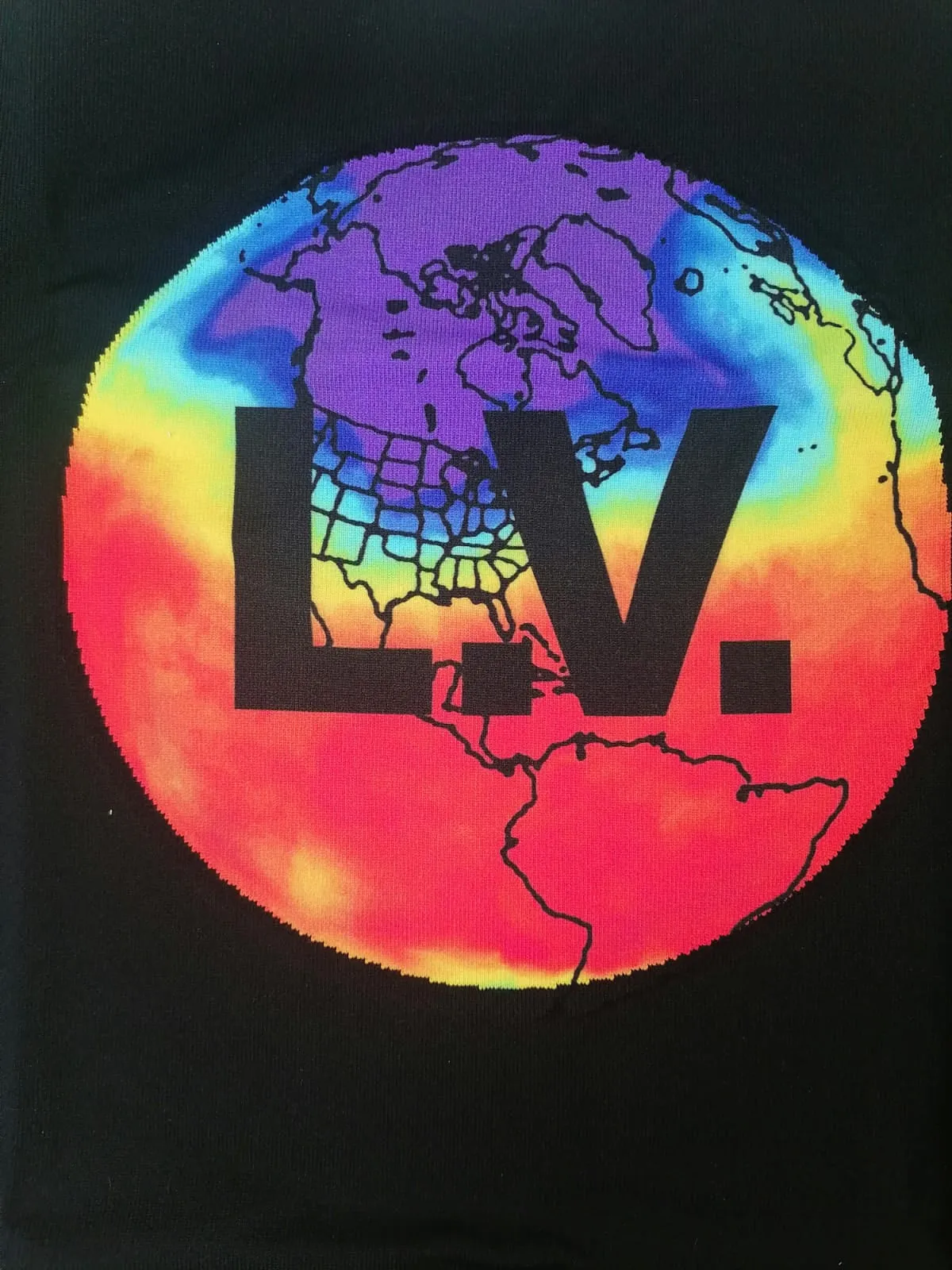 Printed Intarsia Globe Mock Neck