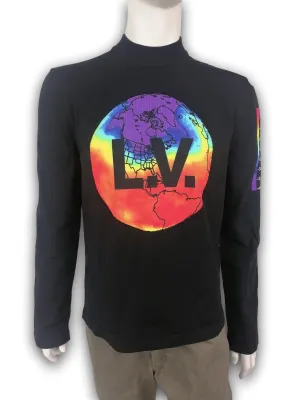 Printed Intarsia Globe Mock Neck
