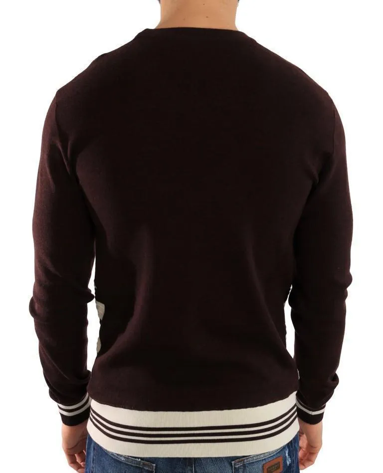Purple White Striped Pullover Sweater