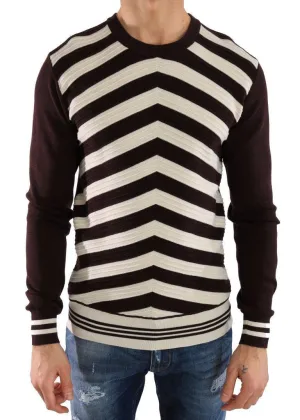 Purple White Striped Pullover Sweater