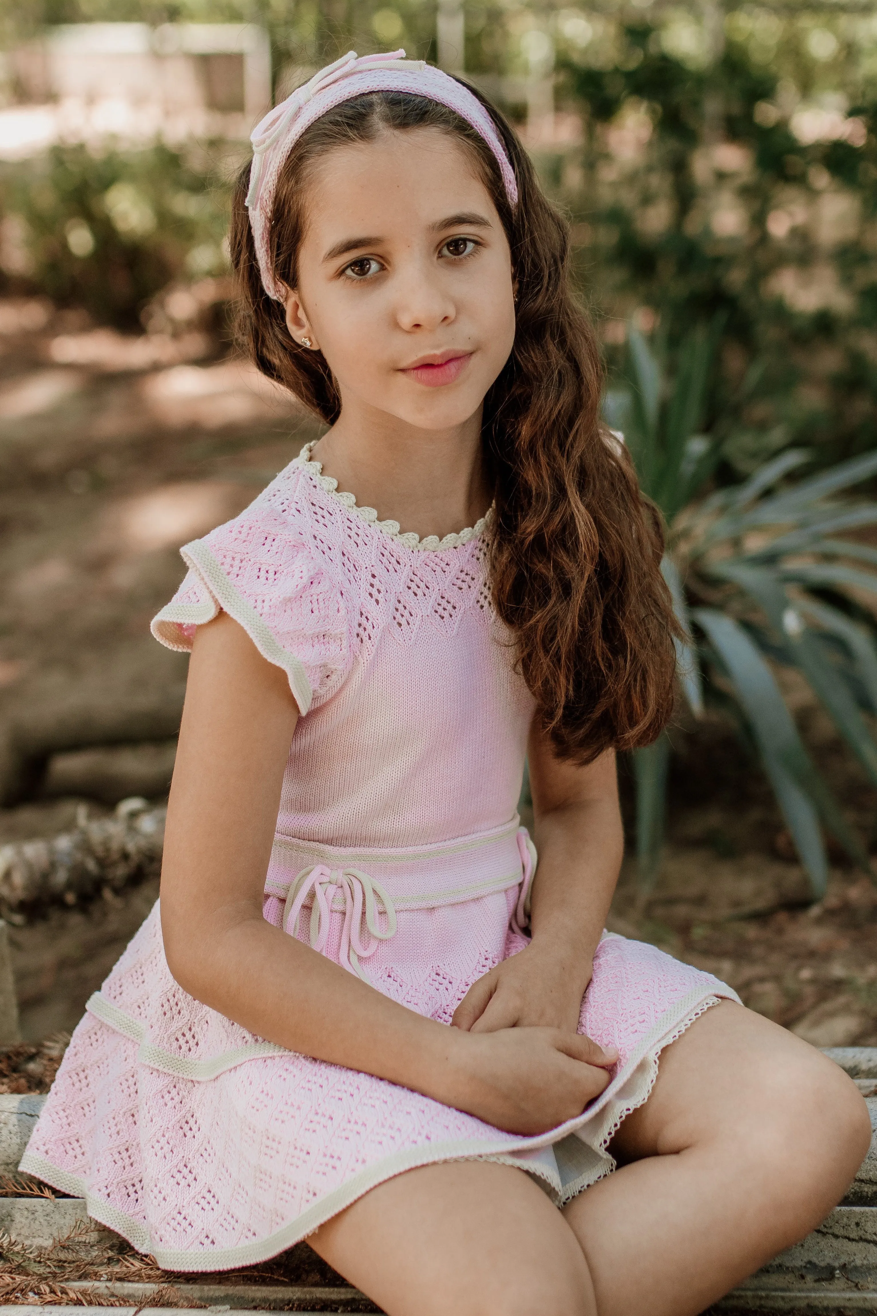 "Matilda" Baby Pink & Cream Knit Dress