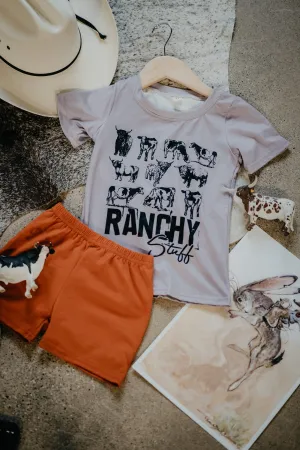'Ranchy' Purple & Orange Short Set (3-6M Only)