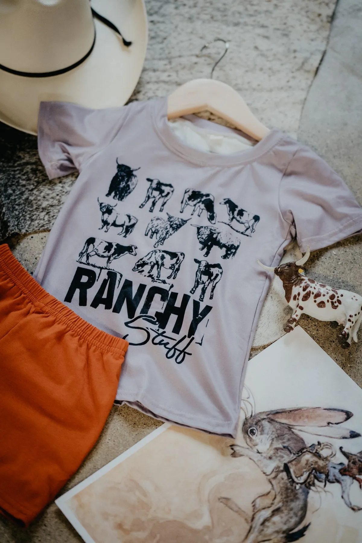 'Ranchy' Purple & Orange Short Set (3-6M Only)