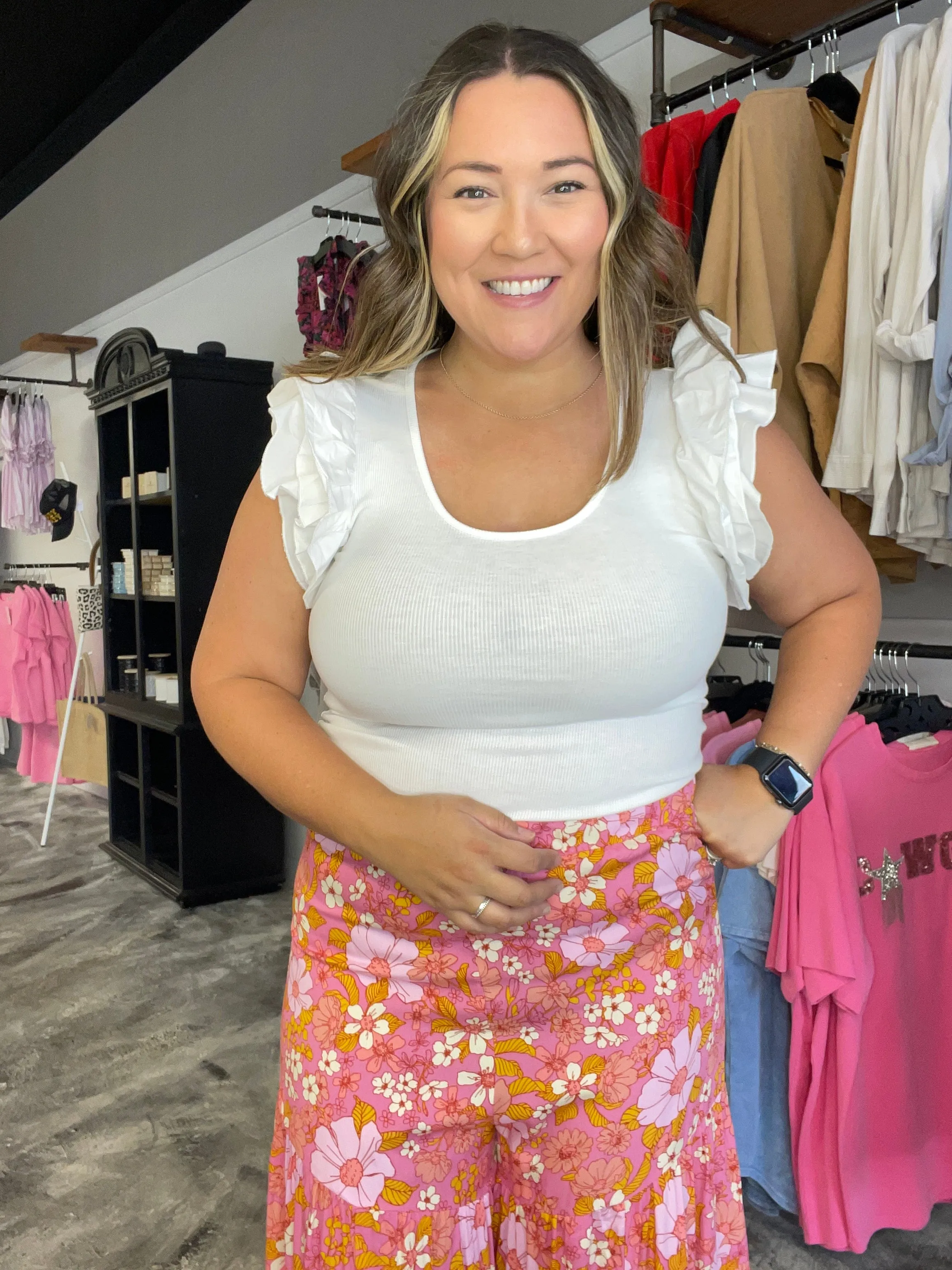 Ready to Ruffle White Top