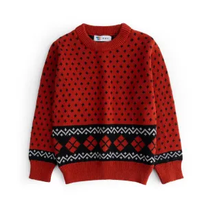 Red & Black Waving Wool Sweater
