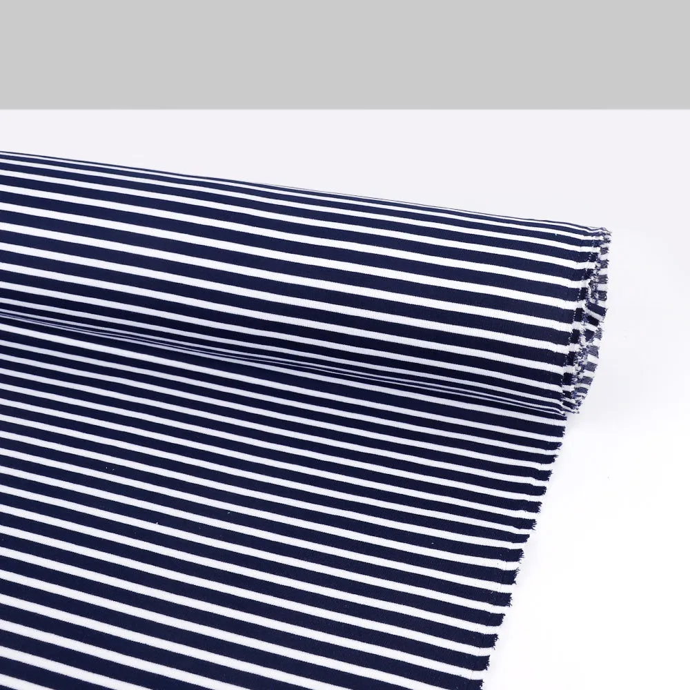 Reversible Stripe Ponte Knit - Navy (remnant)