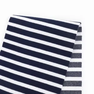 Reversible Stripe Ponte Knit - Navy (remnant)