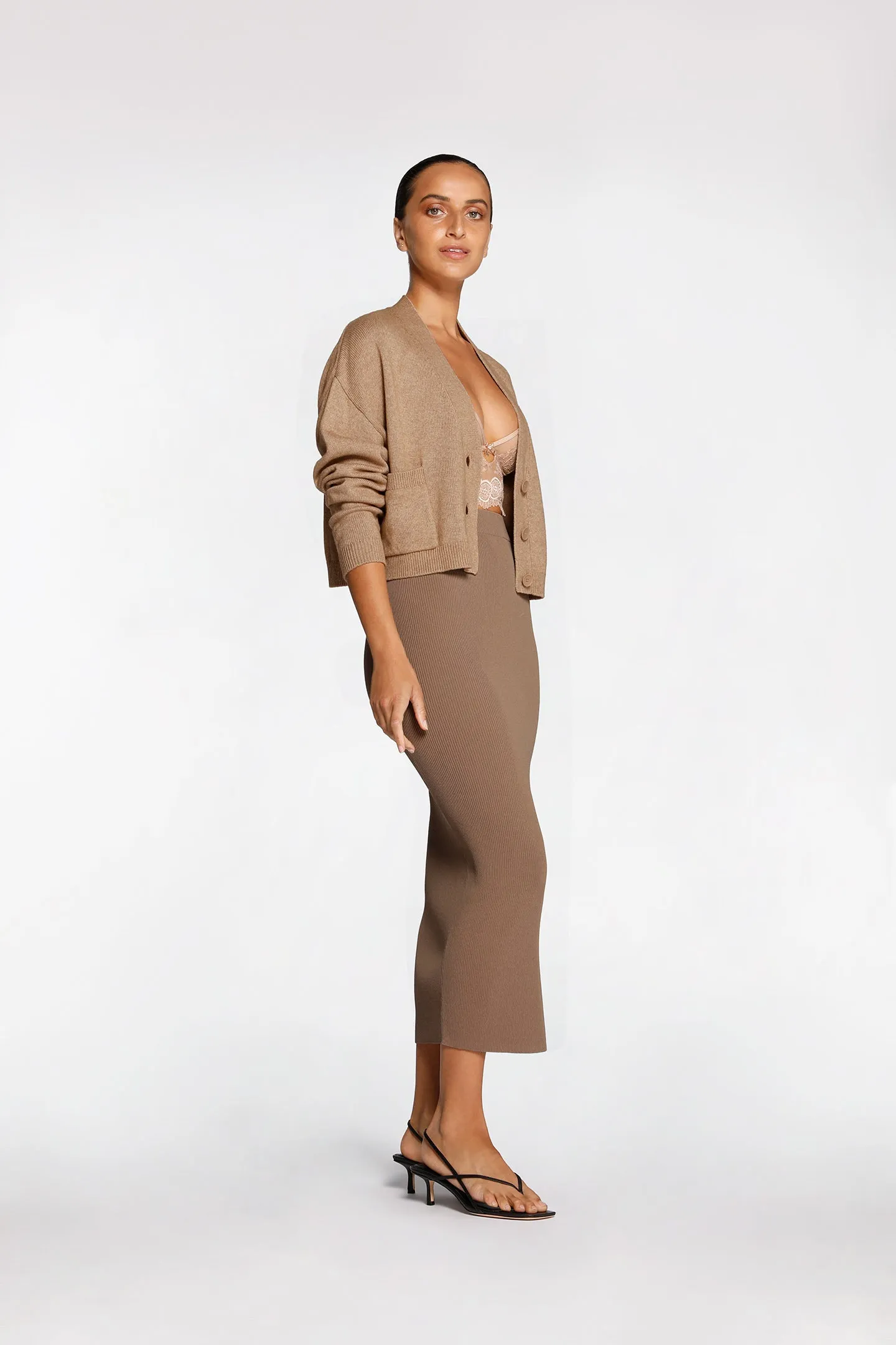 RIB SIDE SPLIT SKIRT