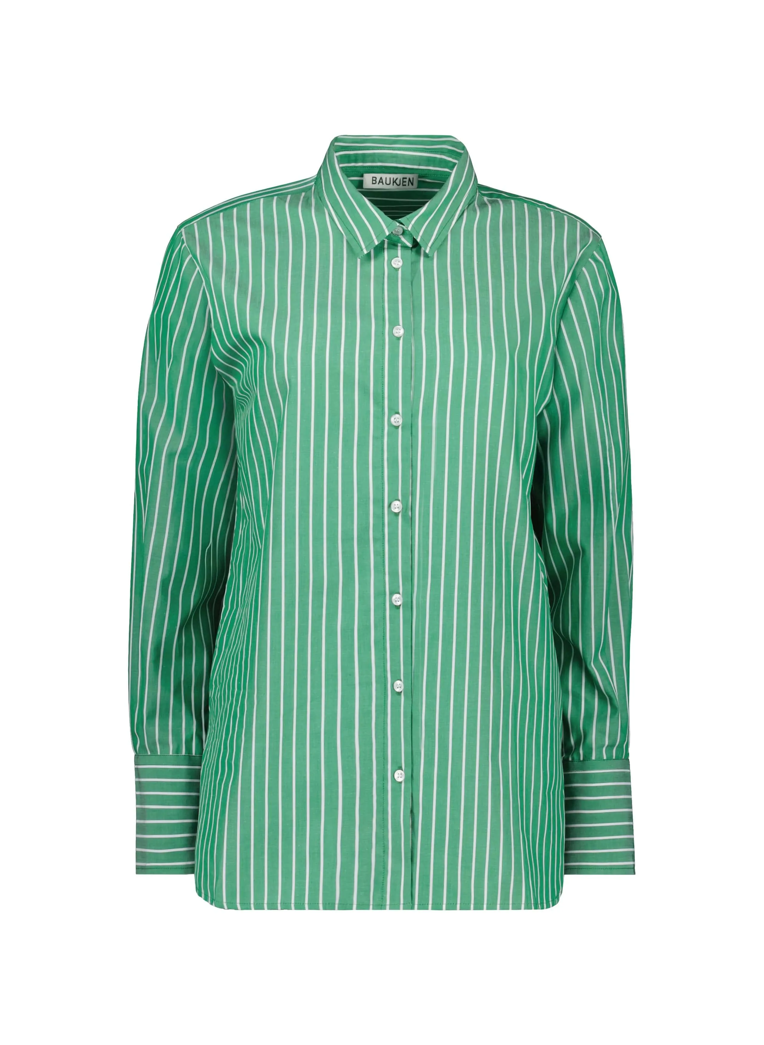 Rishma Organic Cotton Stripe Shirt | Green & White Stripe