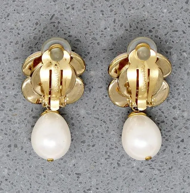 Romantic Powder-Pink & Pearl Flower Earrings