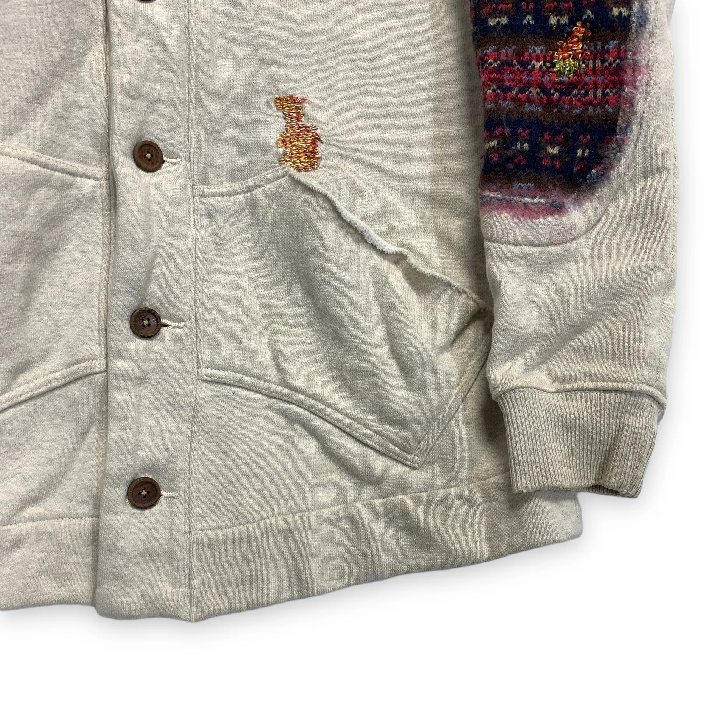 [S] Kapital Kountry Wool Patch Boro Shawl Collar Cardigan Sweater Sweatshirt
