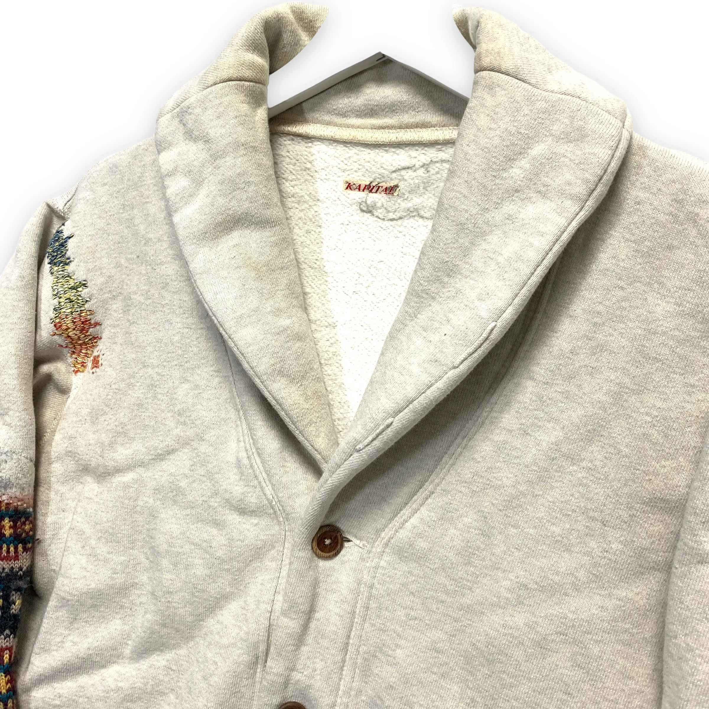 [S] Kapital Kountry Wool Patch Boro Shawl Collar Cardigan Sweater Sweatshirt