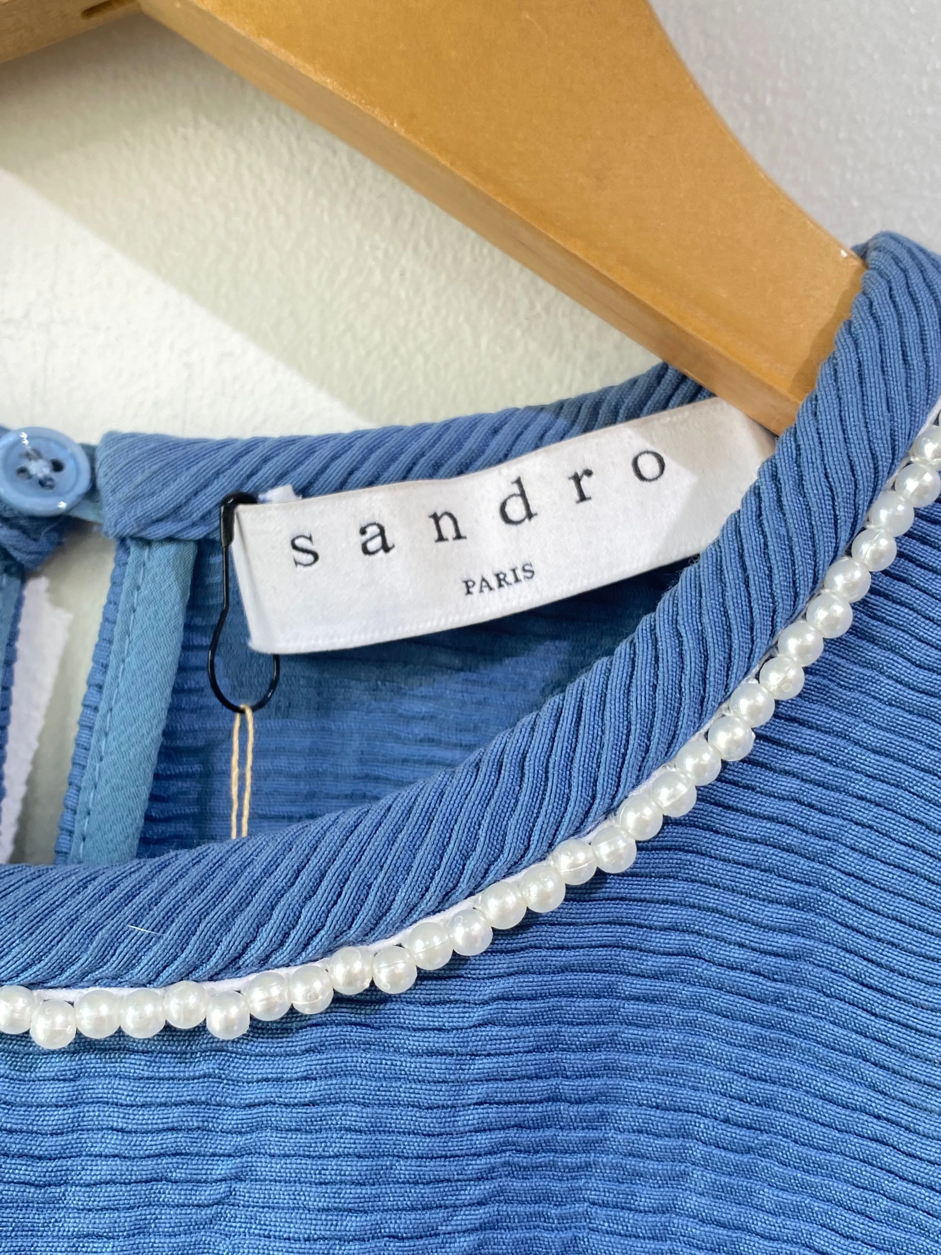 Sandro Blue Frilly Top