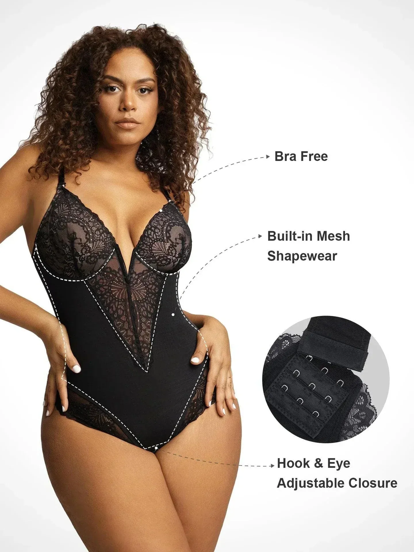 Sarah | Elegant Deep V-Neck Shapewear Bodysuit