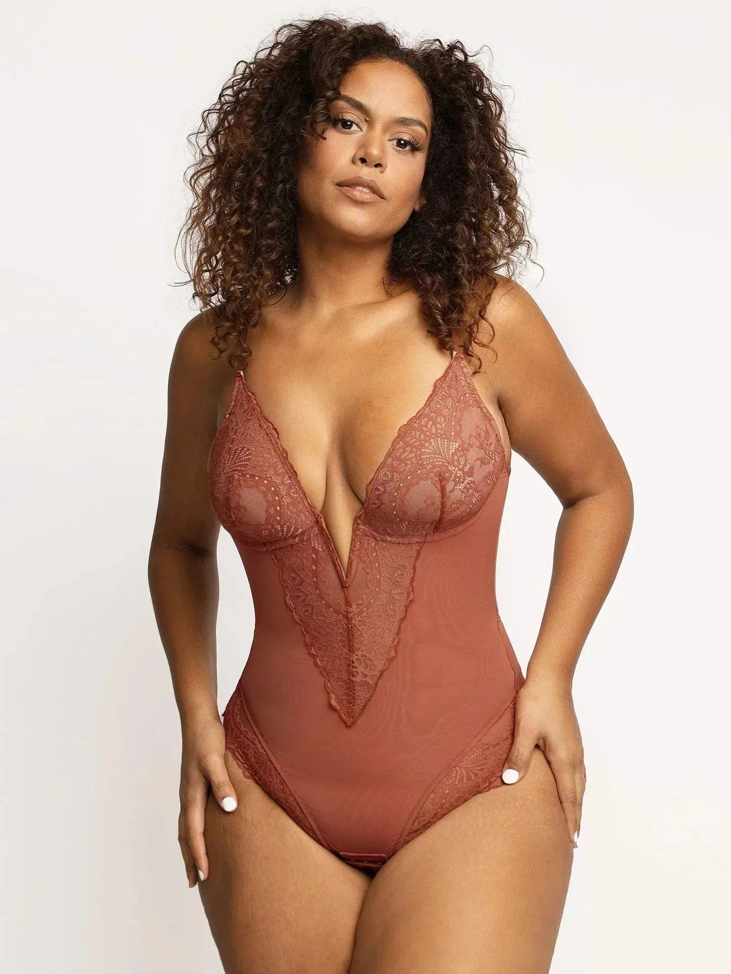 Sarah | Elegant Deep V-Neck Shapewear Bodysuit