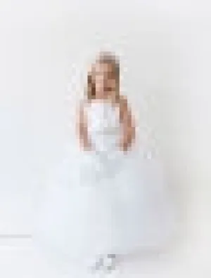 Satin   Tulle Dress with Choice of Sash Type and Color
