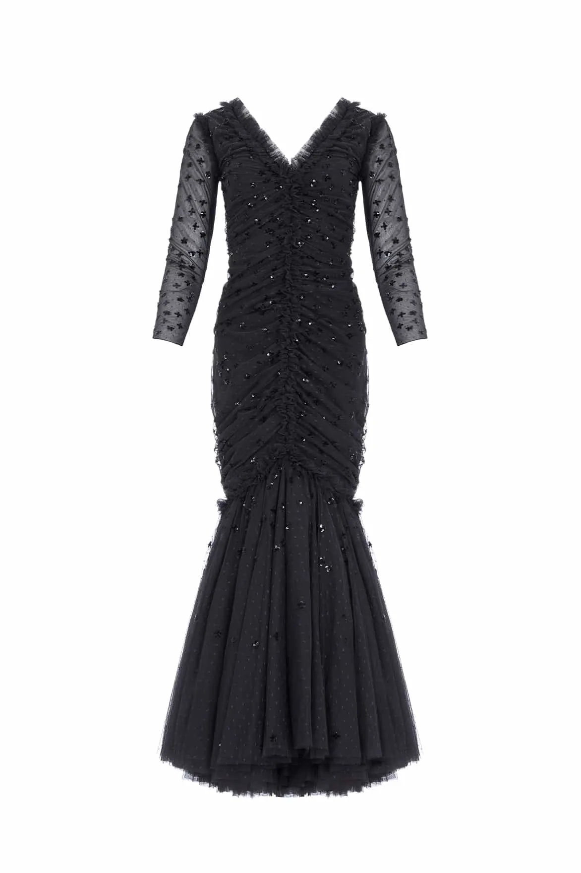 Scatter Sequin Long Sleeve Ankle Gown