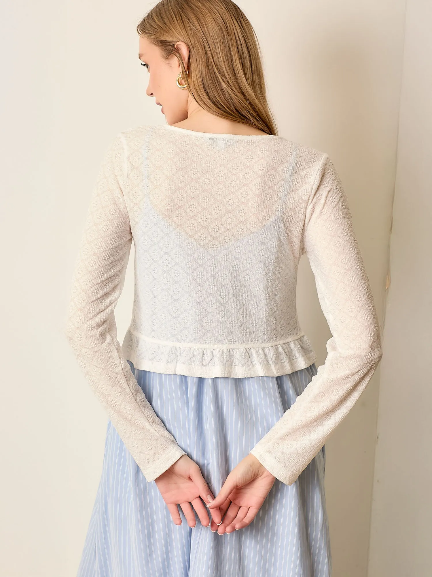 Scoop Neck Pointelle Knit Tie Top