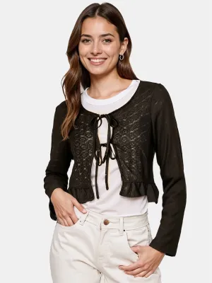 Scoop Neck Pointelle Knit Tie Top