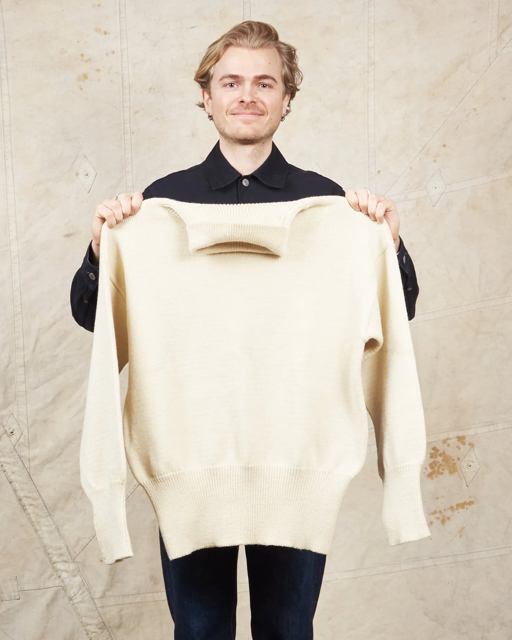 Second Hand North Sea Clothing The Submariner Roll Neck Wool Sweater Ecru Size 46