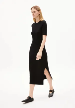 sehaaraa Rib-Jersey Dress made of Organic Cotton Mix black