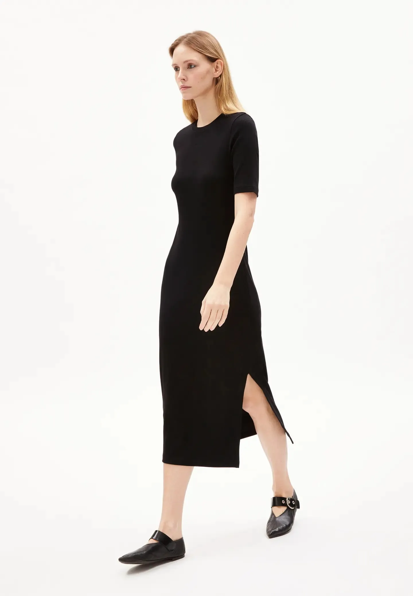 sehaaraa Rib-Jersey Dress made of Organic Cotton Mix black