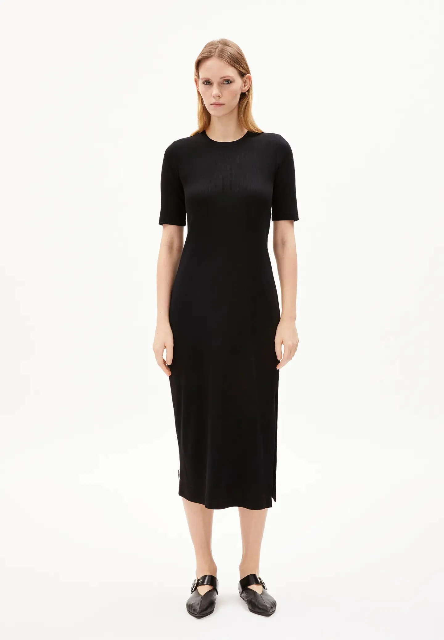 sehaaraa Rib-Jersey Dress made of Organic Cotton Mix black