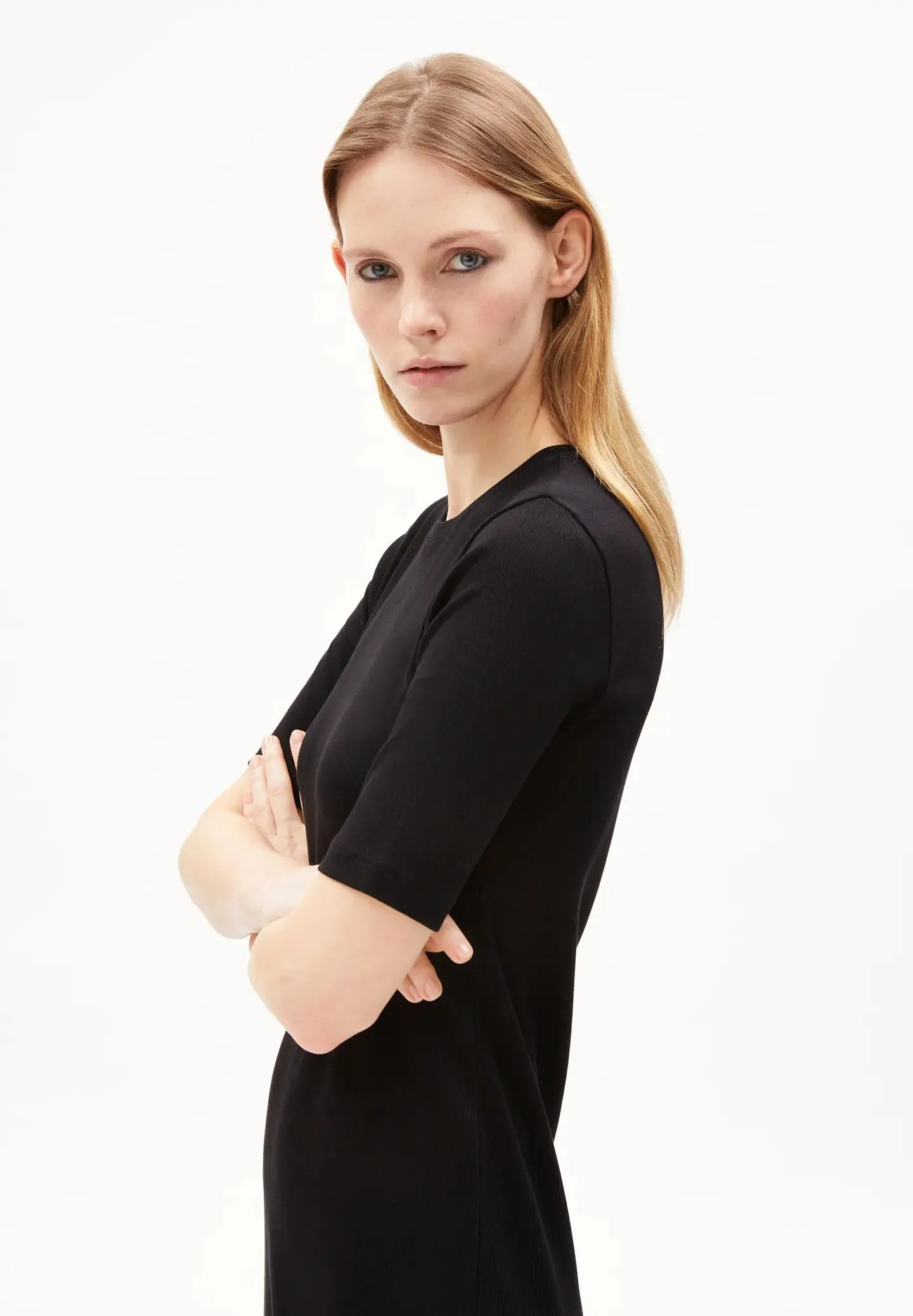 sehaaraa Rib-Jersey Dress made of Organic Cotton Mix black