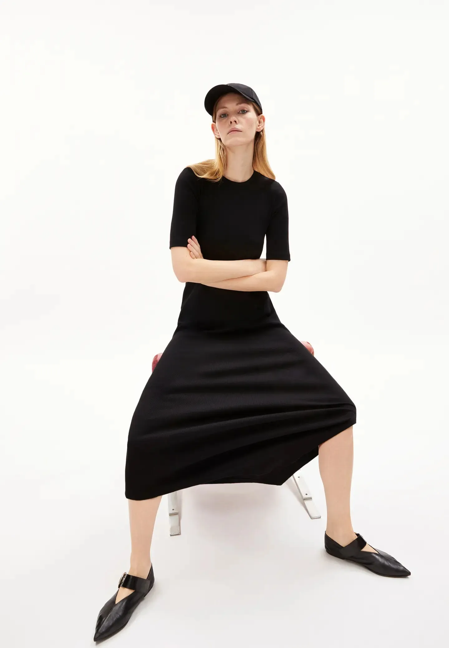 sehaaraa Rib-Jersey Dress made of Organic Cotton Mix black