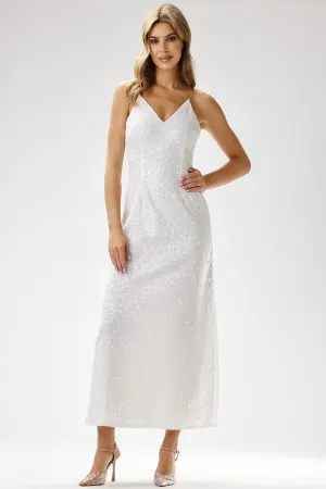 Sequined Fitted Velvet Maxi Dress