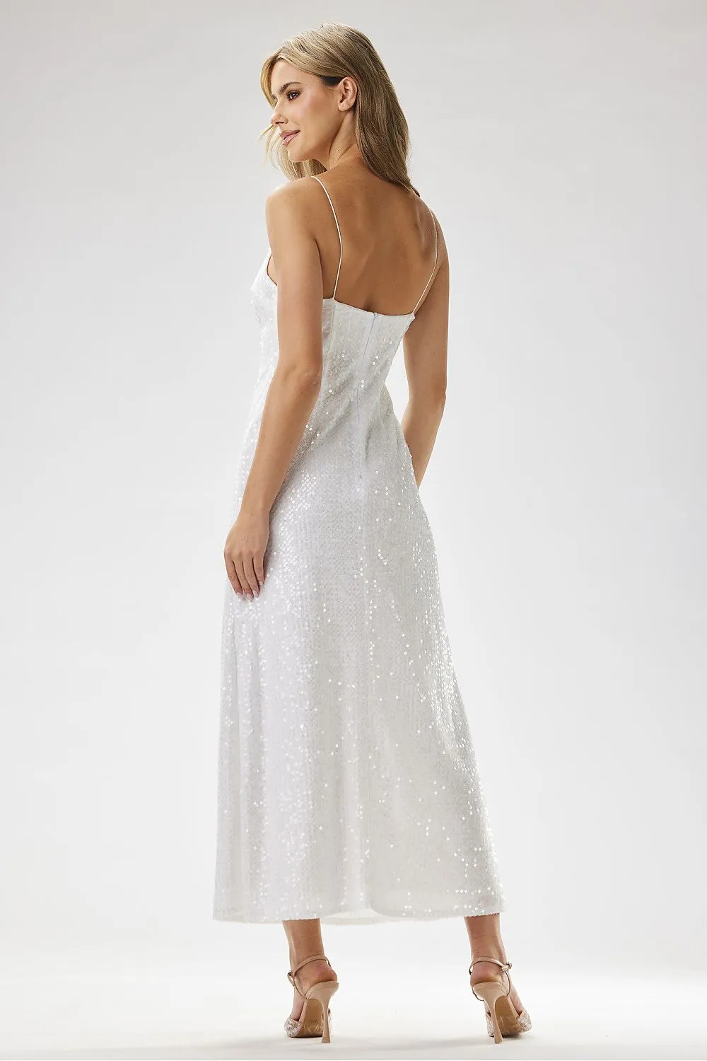 Sequined Fitted Velvet Maxi Dress