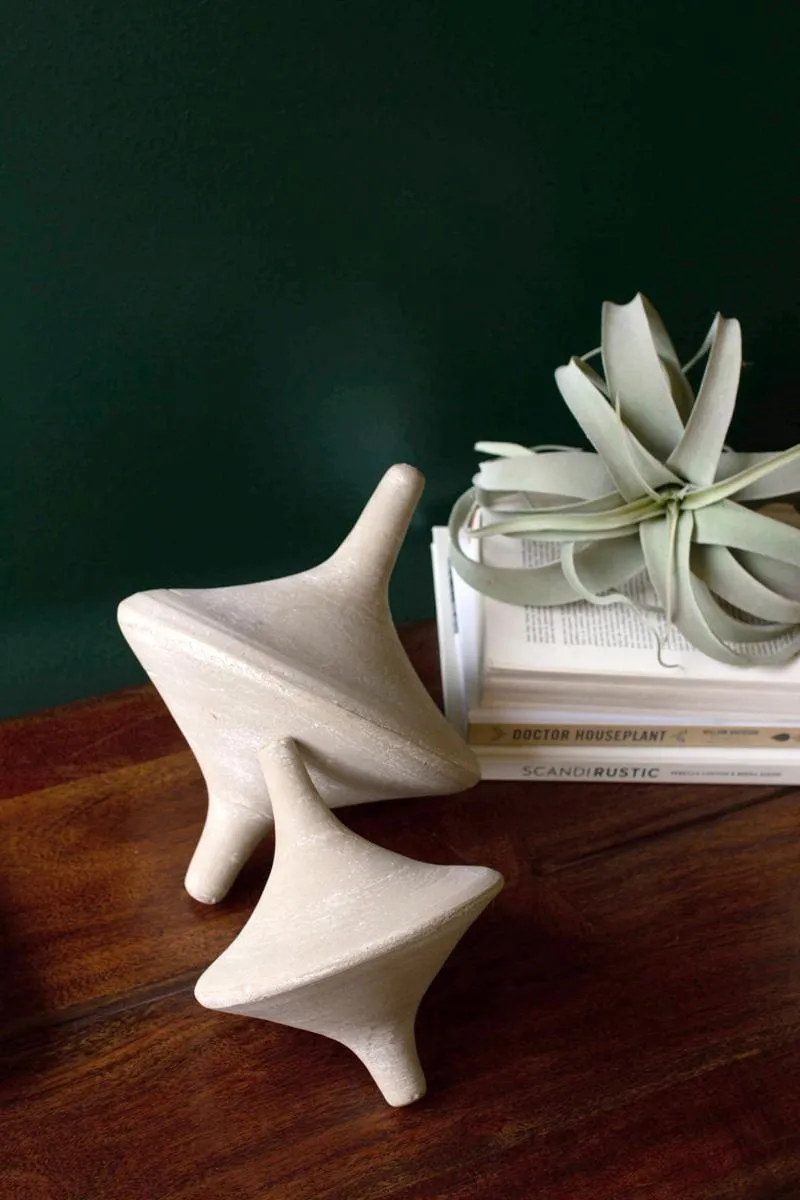 Set of 2 Grey-Wash Clay Tops