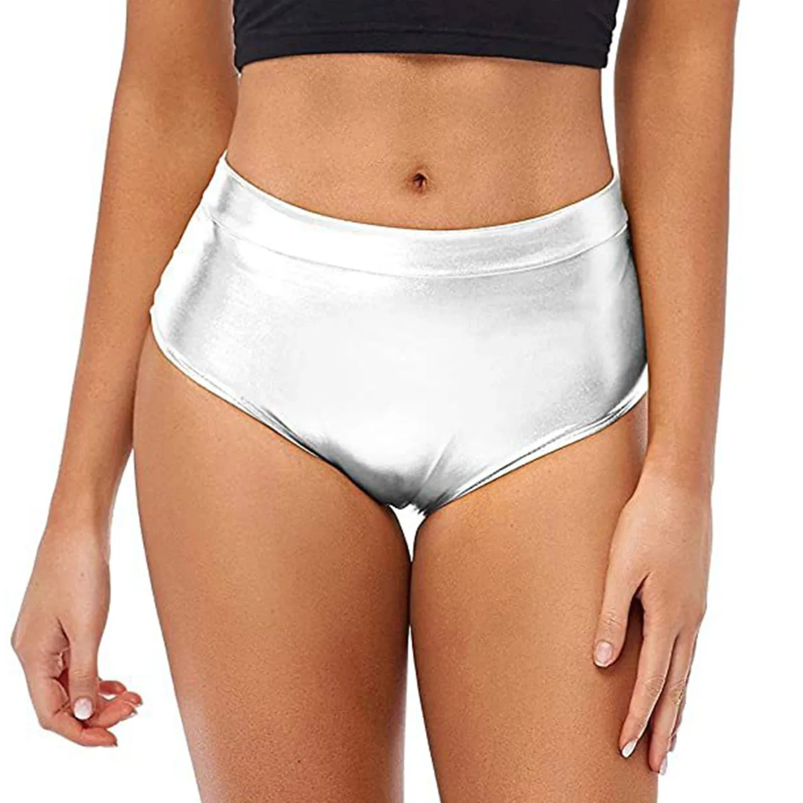 Sexy Rave Dance Costume Women's Metallic Shiny Booty Shorts Skinny Panties Hot Short Pants for Carnival Club Party Bottoms