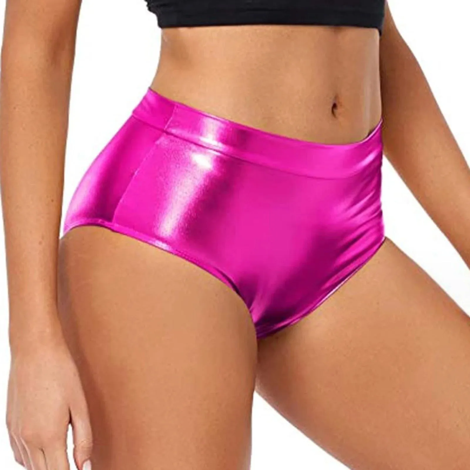 Sexy Rave Dance Costume Women's Metallic Shiny Booty Shorts Skinny Panties Hot Short Pants for Carnival Club Party Bottoms