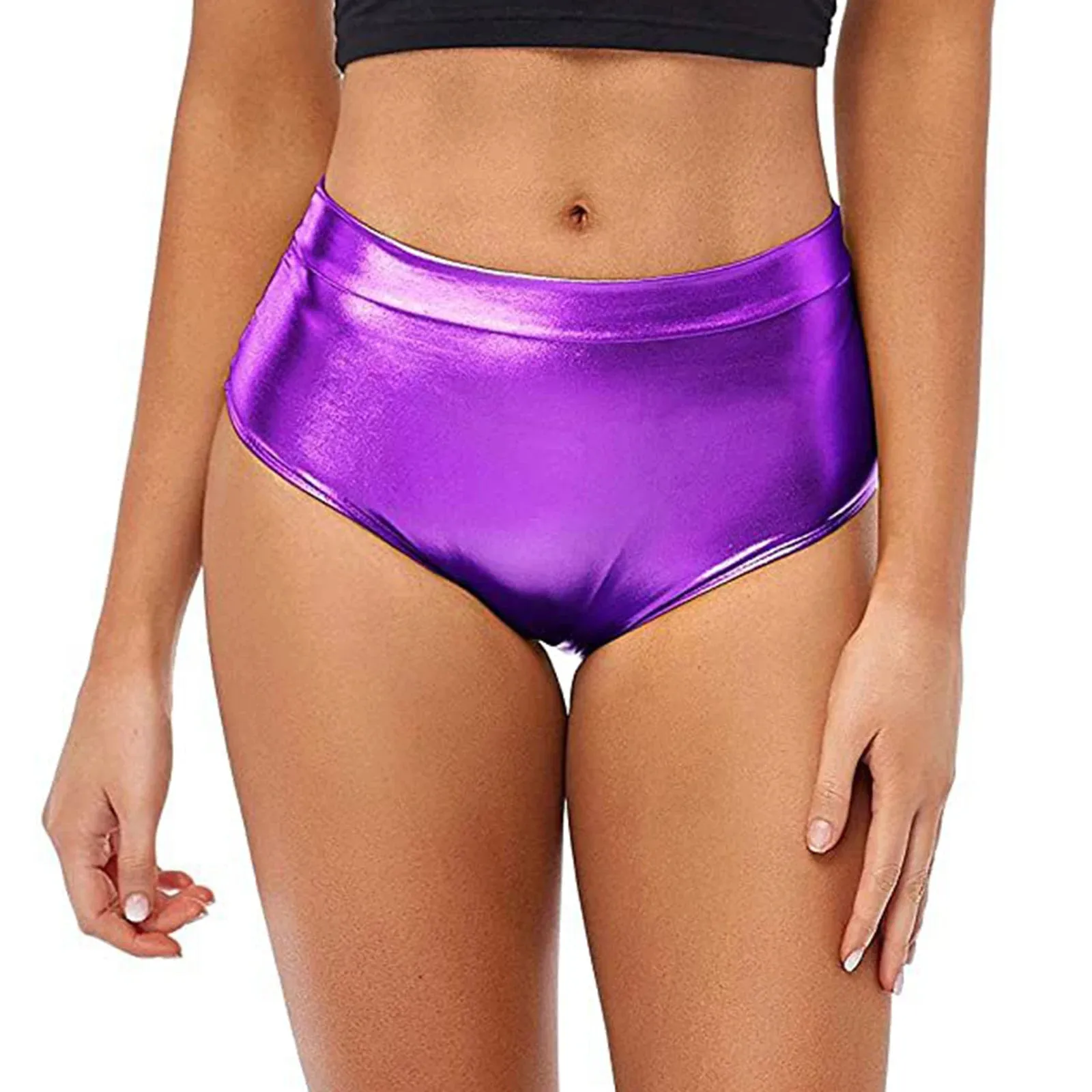 Sexy Rave Dance Costume Women's Metallic Shiny Booty Shorts Skinny Panties Hot Short Pants for Carnival Club Party Bottoms