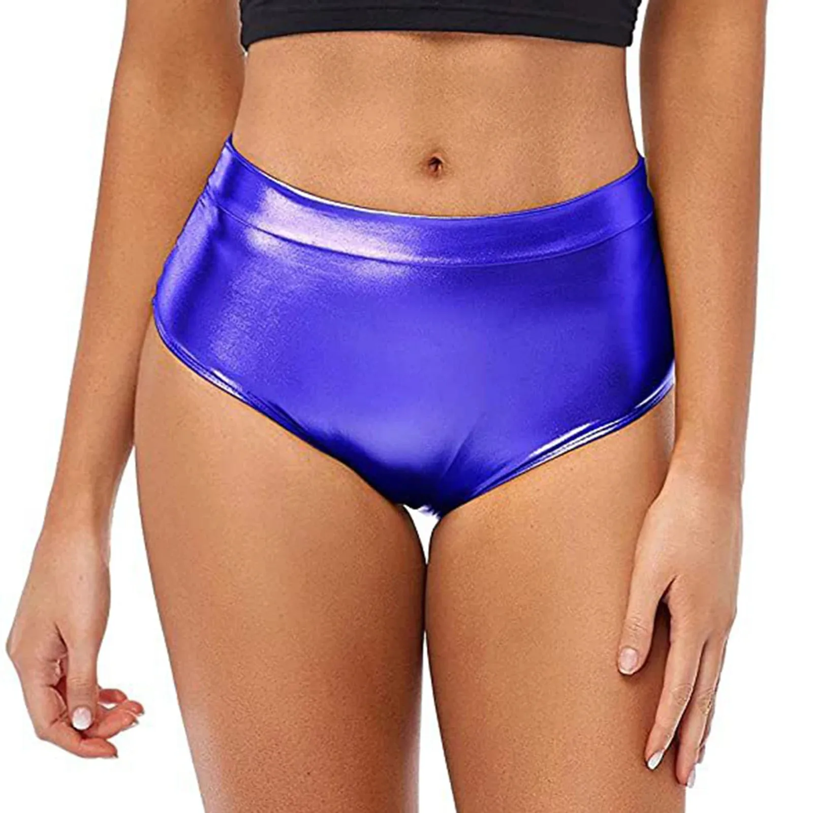 Sexy Rave Dance Costume Women's Metallic Shiny Booty Shorts Skinny Panties Hot Short Pants for Carnival Club Party Bottoms