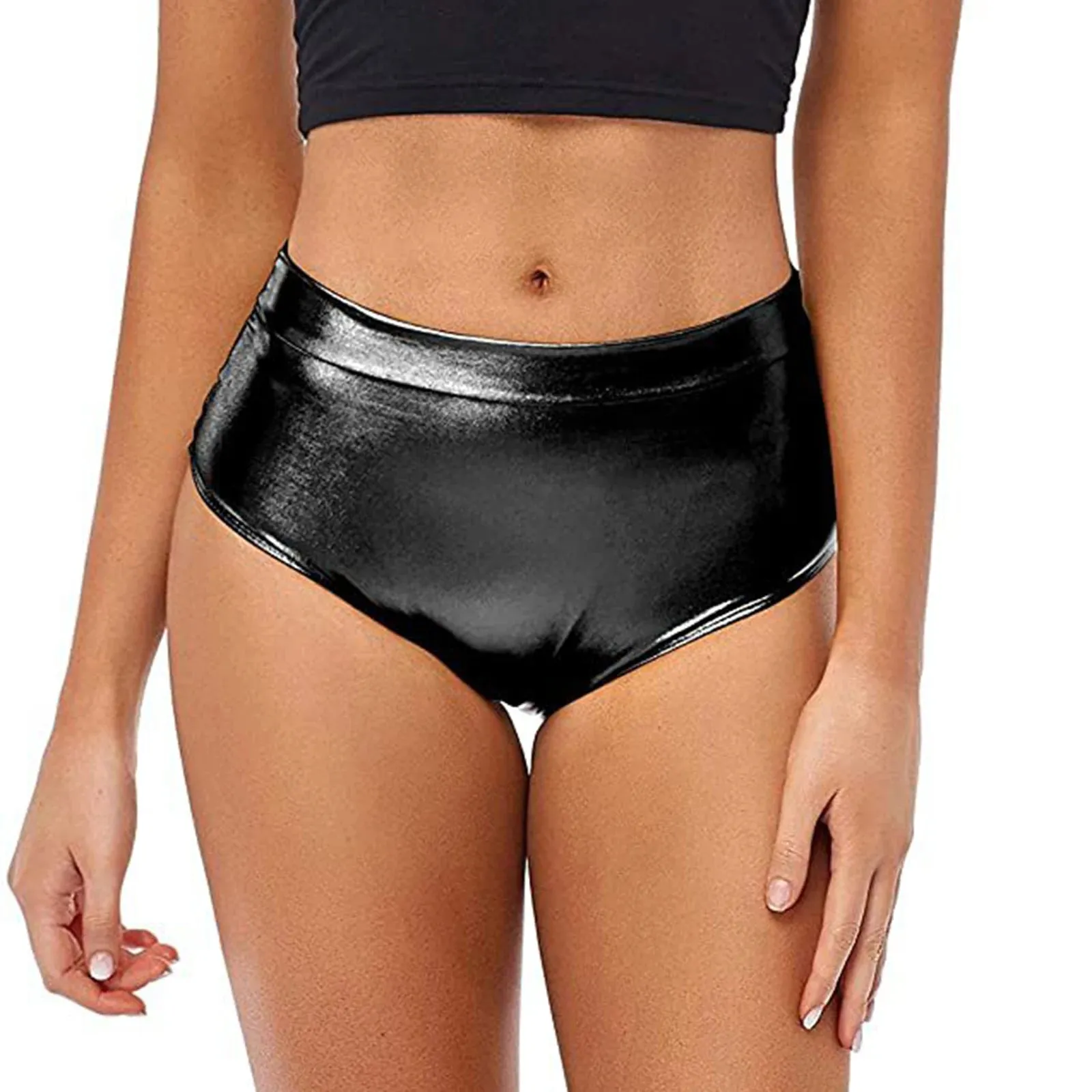 Sexy Rave Dance Costume Women's Metallic Shiny Booty Shorts Skinny Panties Hot Short Pants for Carnival Club Party Bottoms