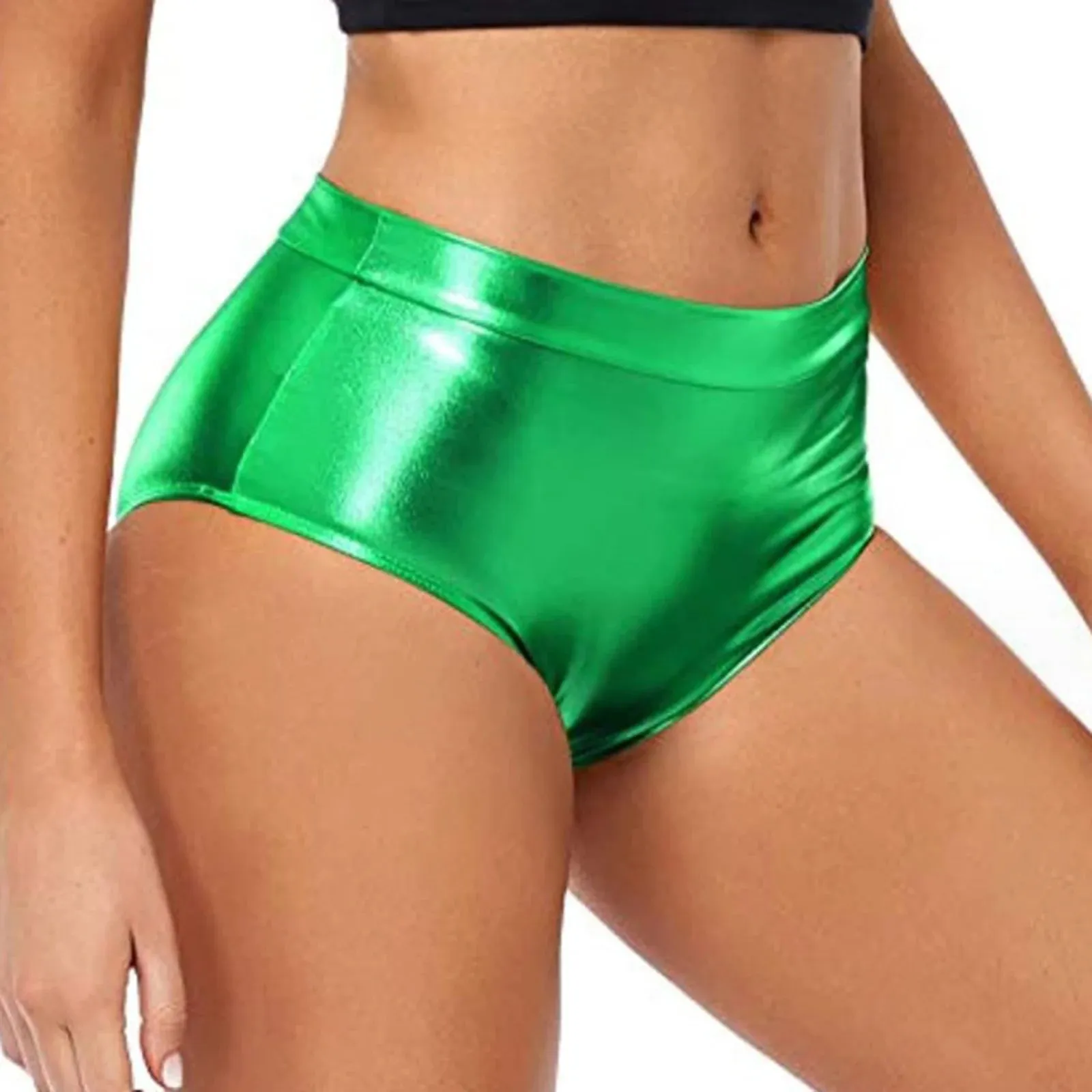 Sexy Rave Dance Costume Women's Metallic Shiny Booty Shorts Skinny Panties Hot Short Pants for Carnival Club Party Bottoms
