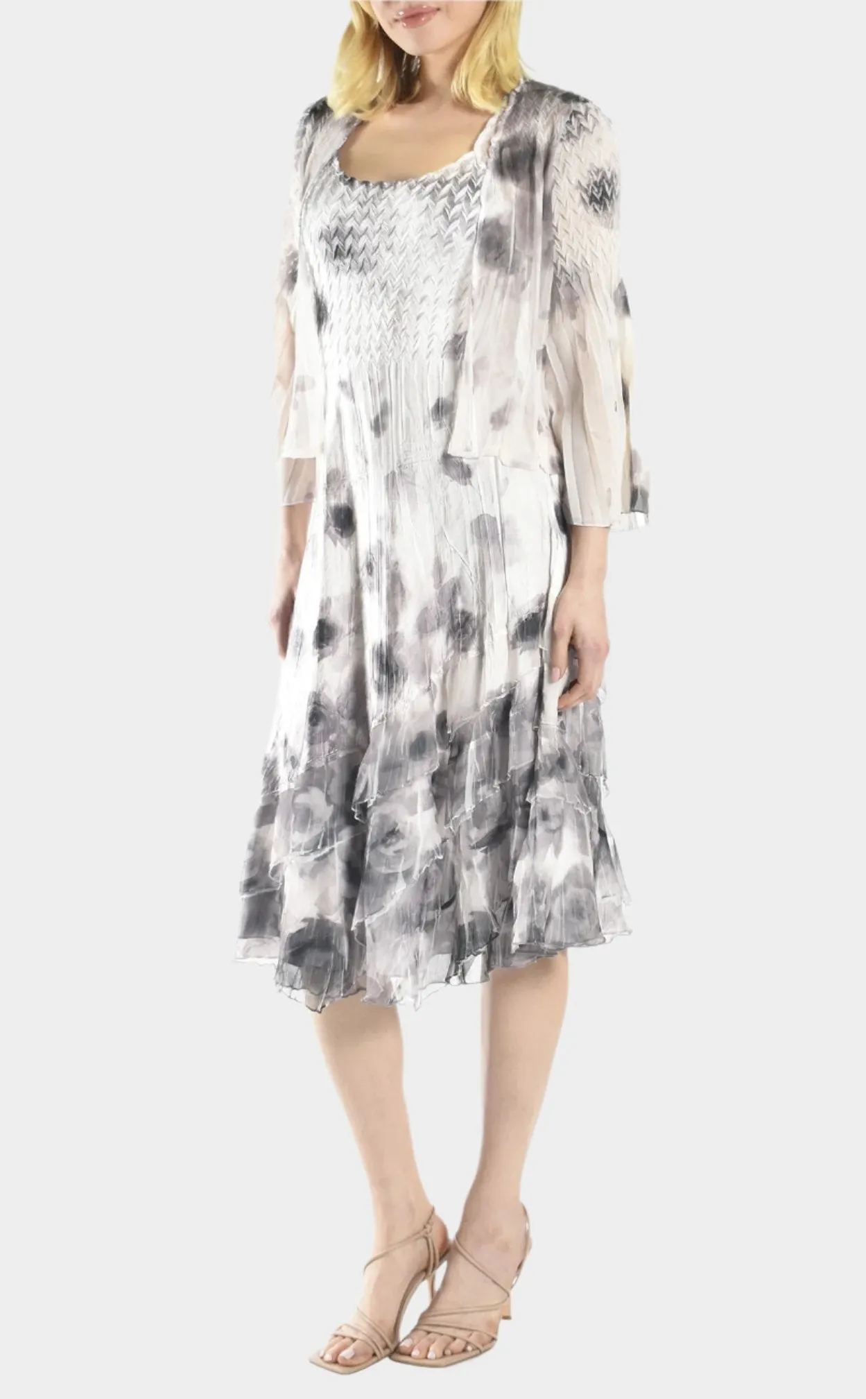Shadow Floral Dress With Jacket