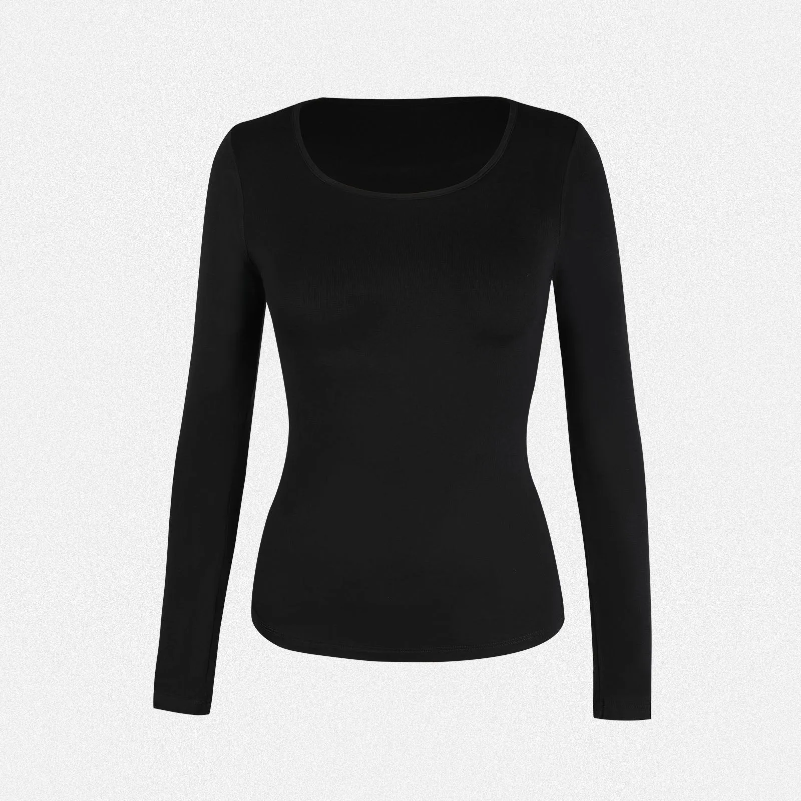 Shaperin Long Sleeve Scoop Neck Basic Slim Fit Top
