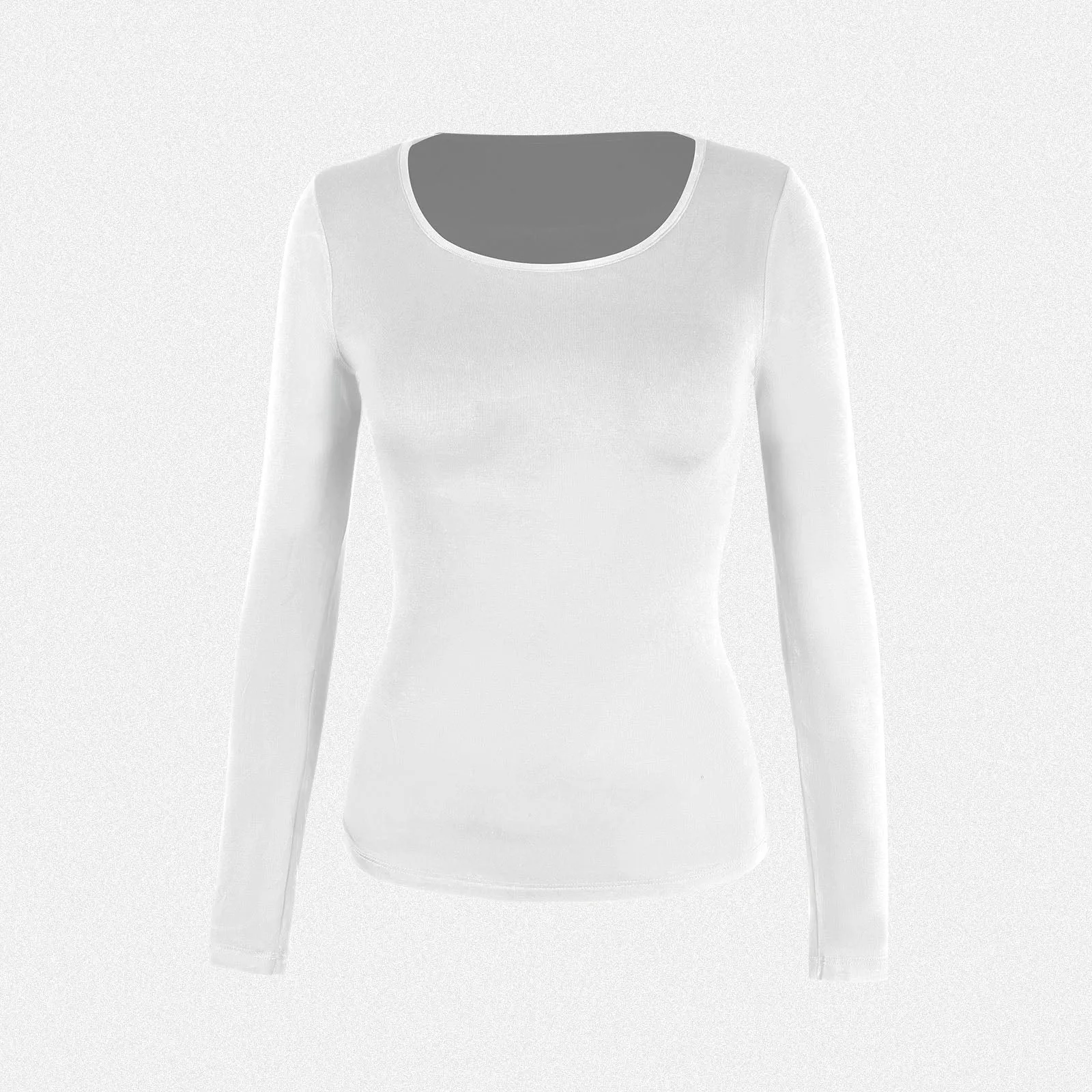 Shaperin Long Sleeve Scoop Neck Basic Slim Fit Top