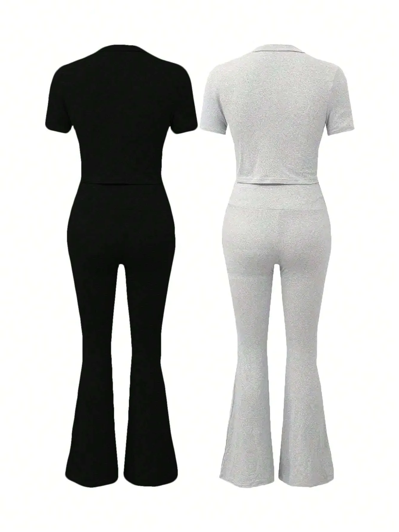 SHEIN Slayr 2pcs Women's Solid Color Cropped Long Sleeve Top And Pants Casual Set, Spring Summer