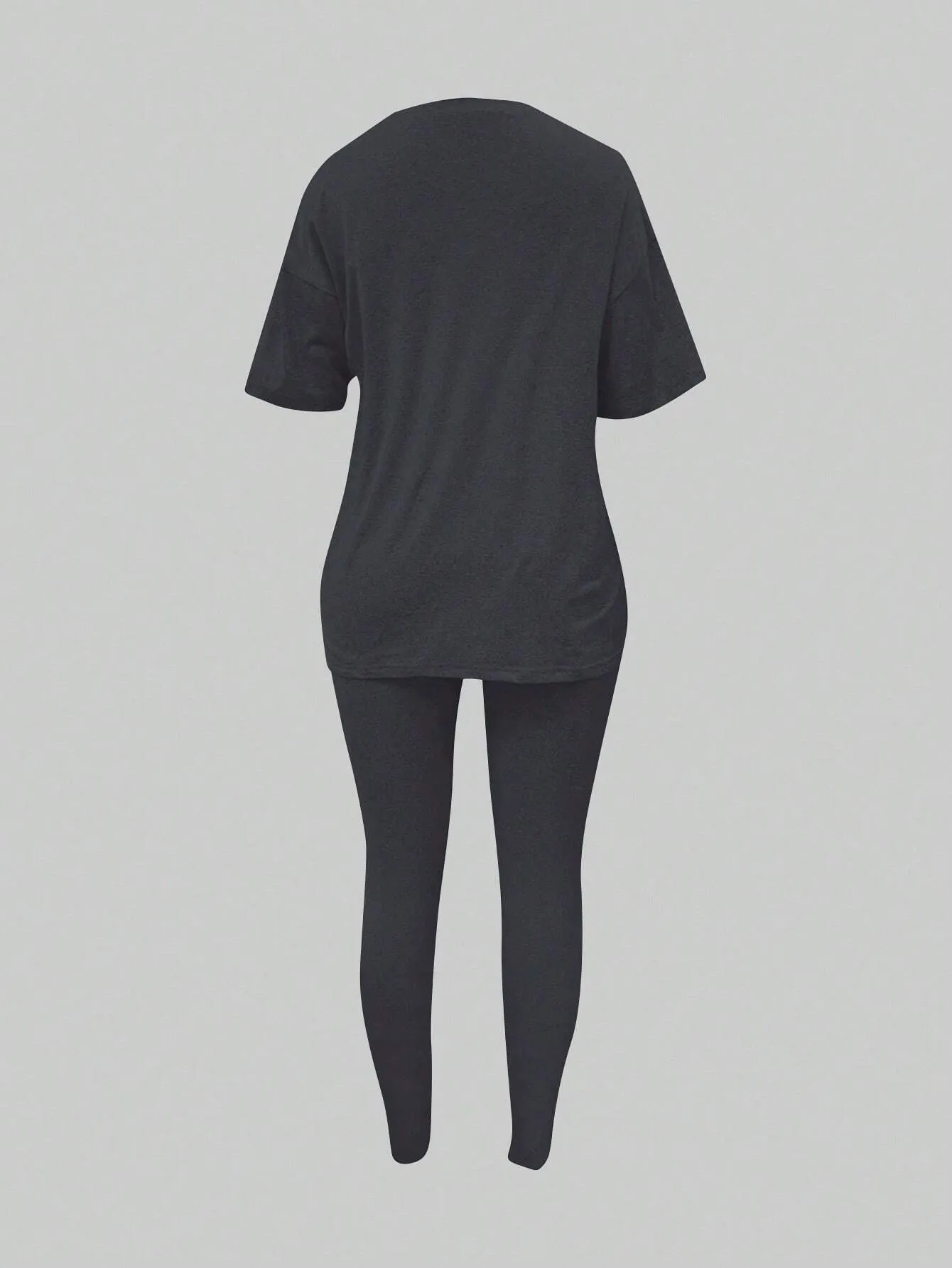 SHEIN Slayr 2pcs Women's Solid Crew Neck Long Sleeve Top And Long Pants Casual Outfit