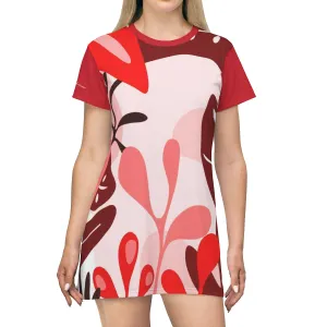 Shirtdress, Dark Red Foliage Motive