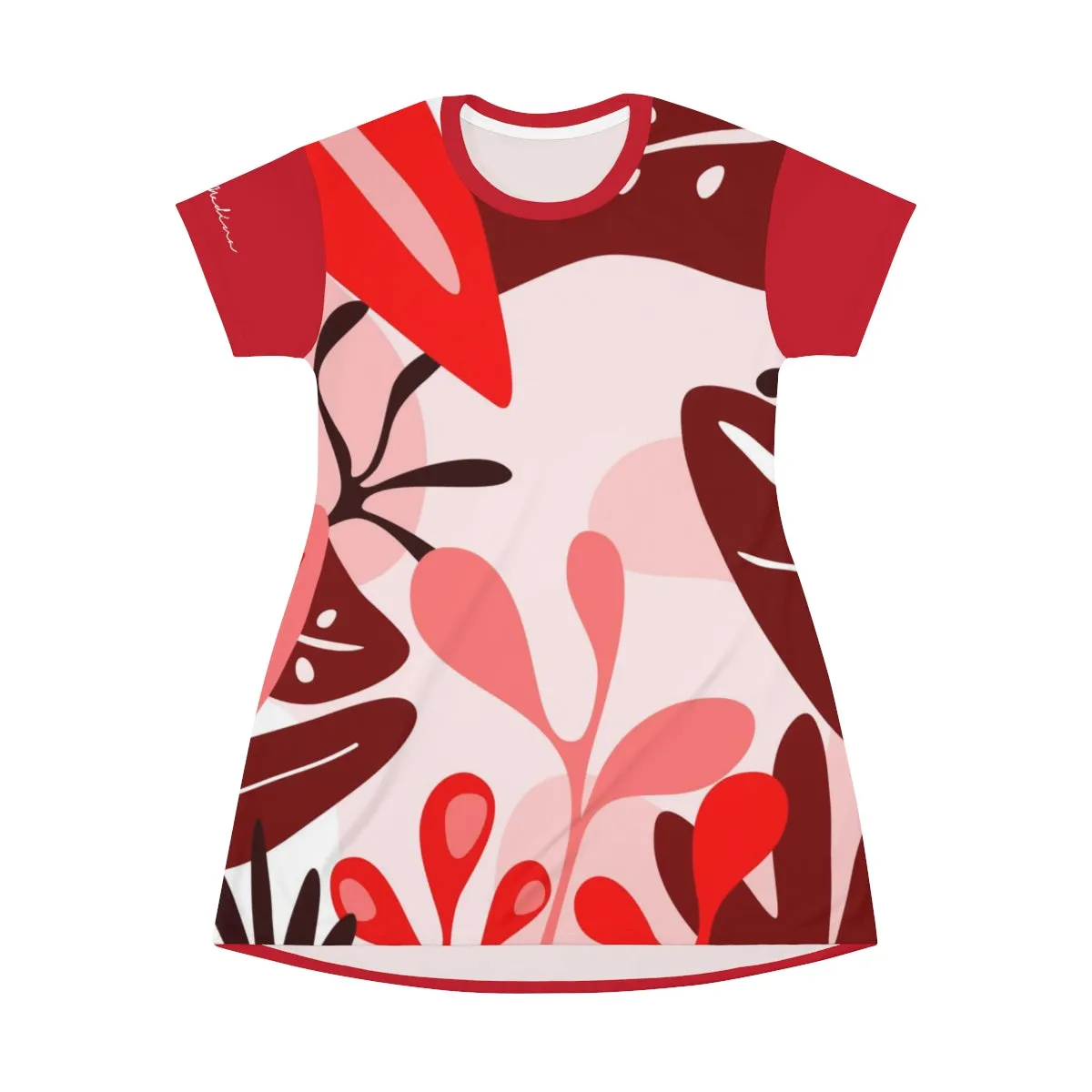 Shirtdress, Dark Red Foliage Motive