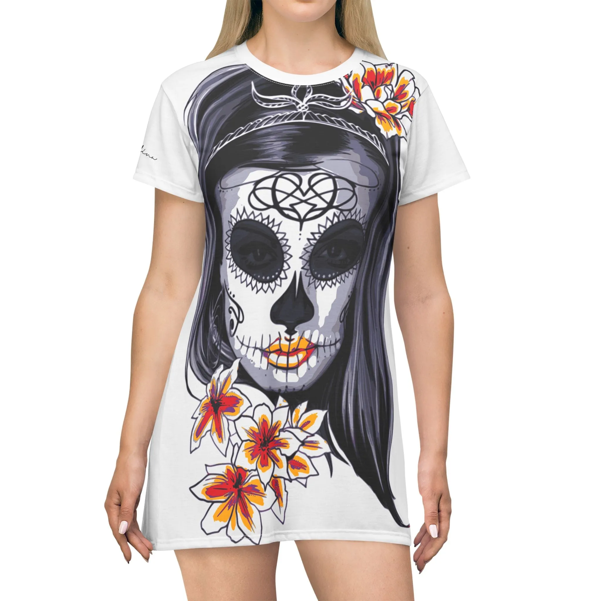 Shirtdress, White Calaca Princess