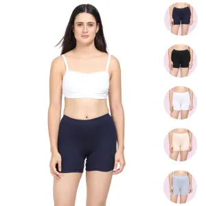 Short Tights For Women | High Waist | Comfy Waistband | Full Coverage | Thigh Length | Chafe Free | 5 Pack