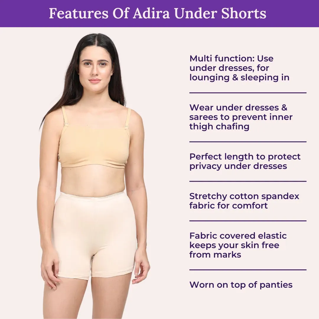 Short Tights For Women | High Waist | Comfy Waistband | Full Coverage | Thigh Length | Chafe Free | 5 Pack